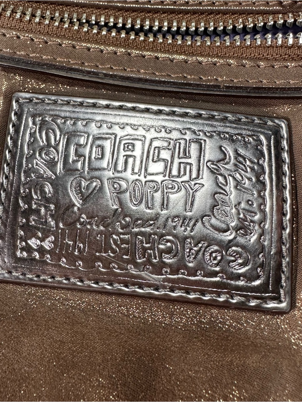 Coach Poppy Sling/Shoulder BagPurse Glittery Bronze - Picture 2 of 10